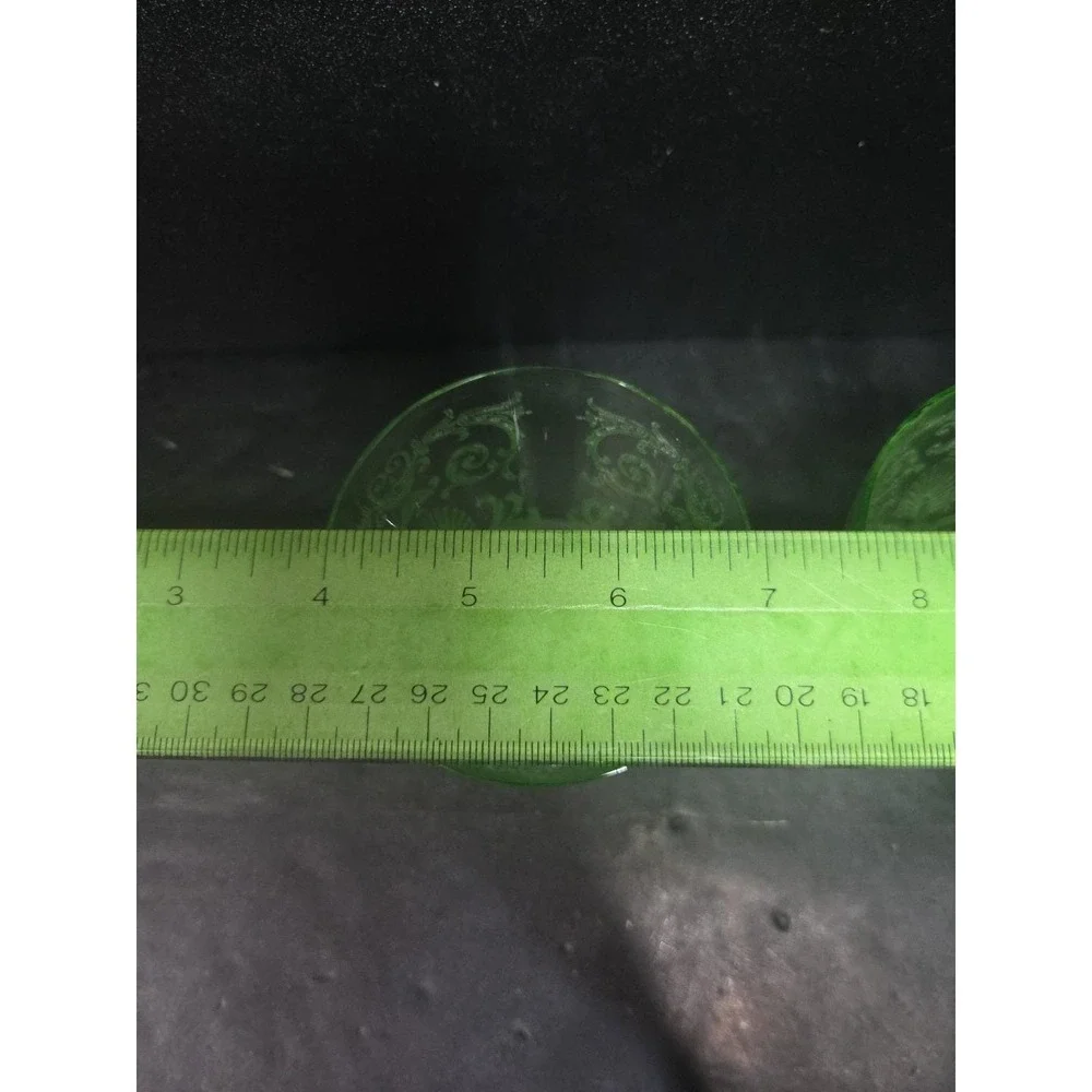 Fostoria Versailles Etched‎ Cocktail Glasses, Set of 2, Vtg Footed Uranium Glass